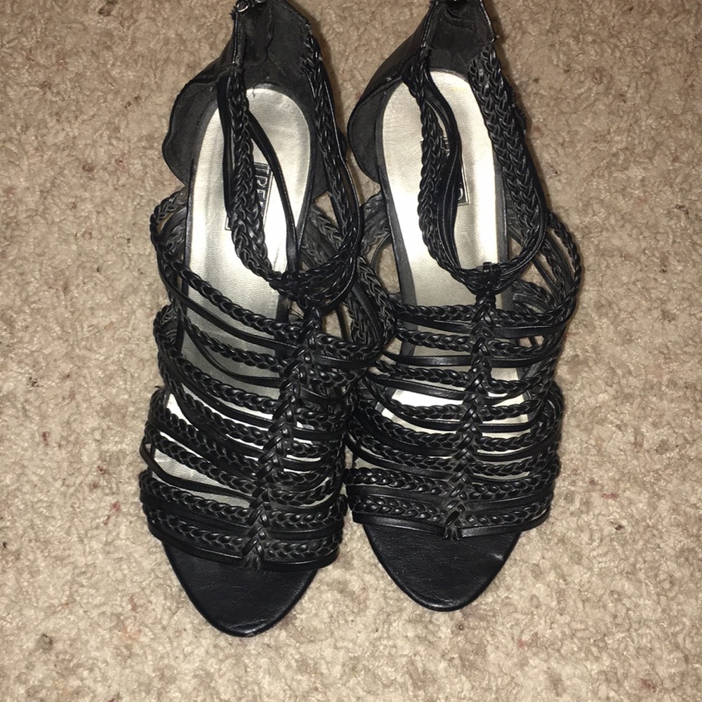 Black strappy heels